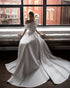 Simple 2018 Satin Wedding Dresses with Half Sleeve Open Back Wedding Gowns with Bow Floor Length